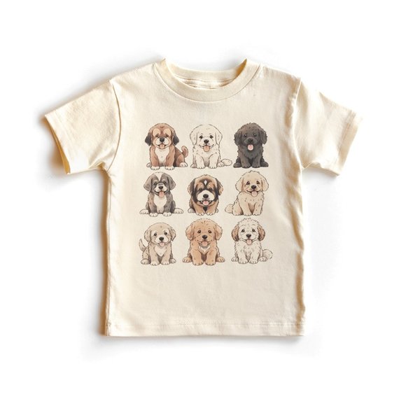 Aurlex Tees Other - Cute Puppies In A Row Puppy Dog Toddler & Youth Shirt - Natural Graphic Tee